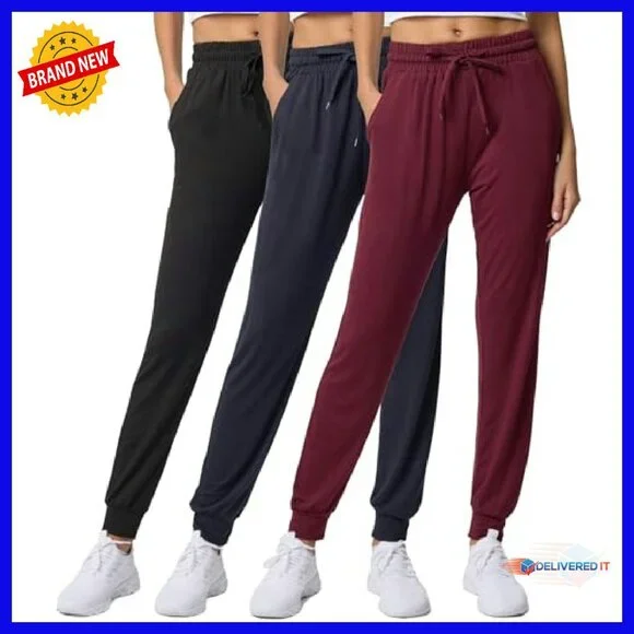 Ultra-Soft Lounge Joggers 3-Pack with Pockets for Yoga & Casual Wear